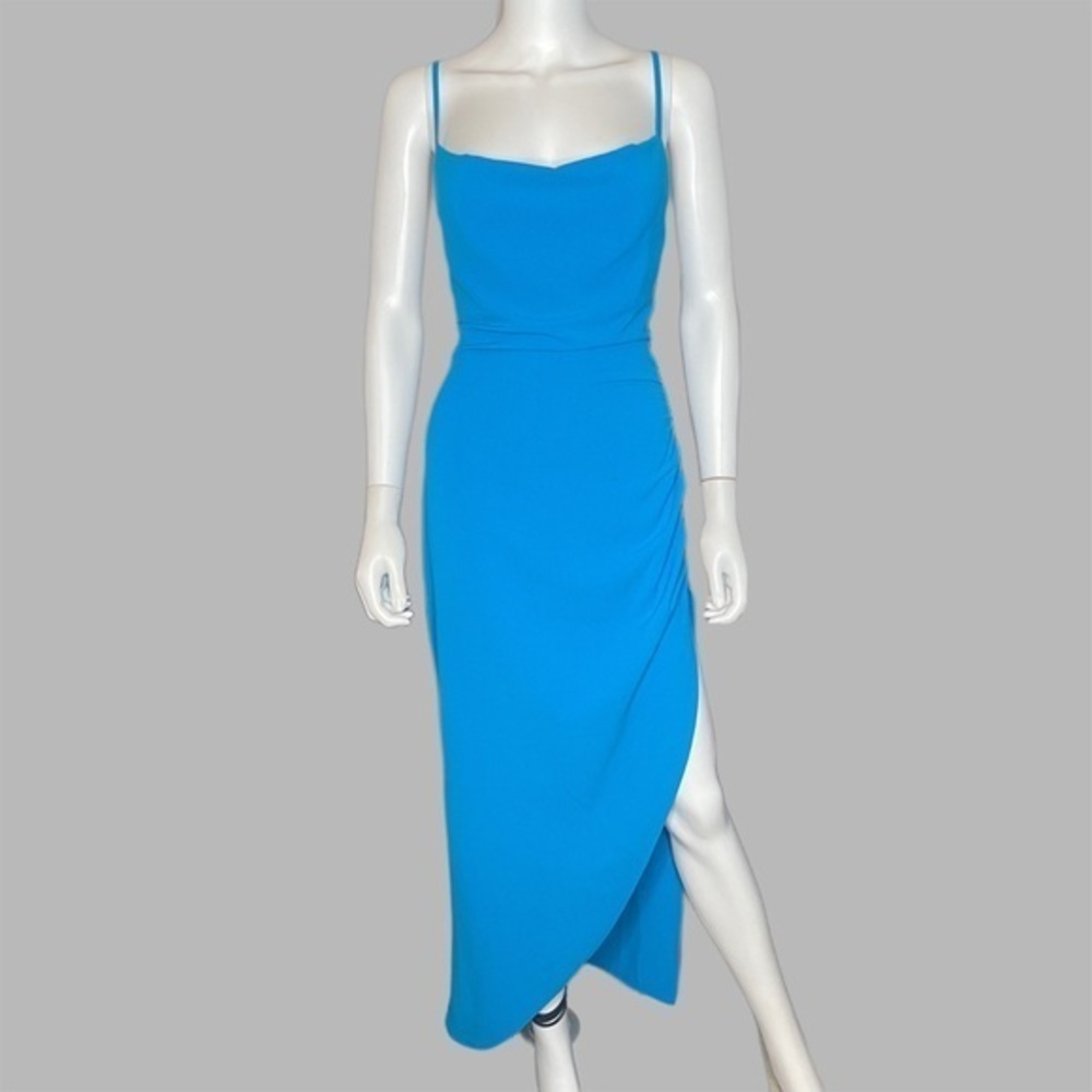 Cobalt‎ Blue Cowl Neck Asymmetrical Maxi Dress